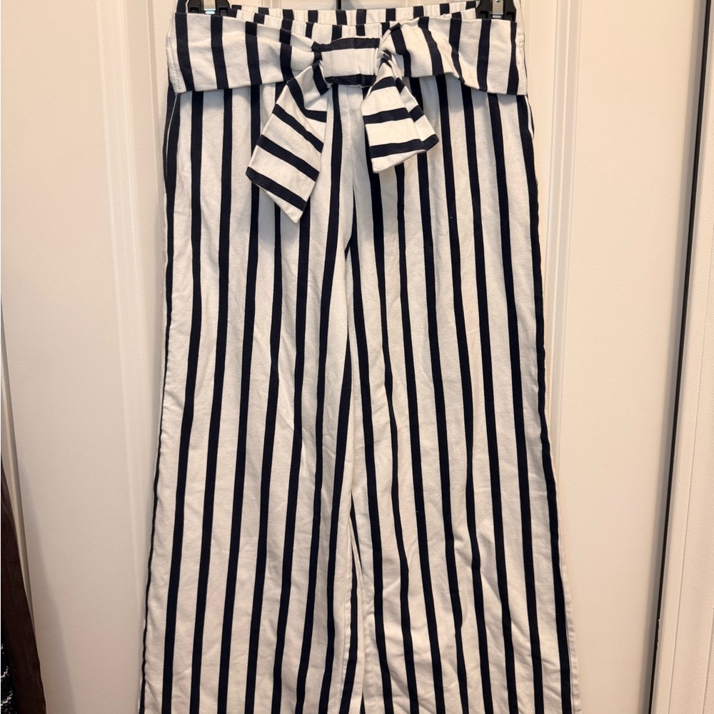 Janie and Jack Navy and White Striped Tie-Waist Pants